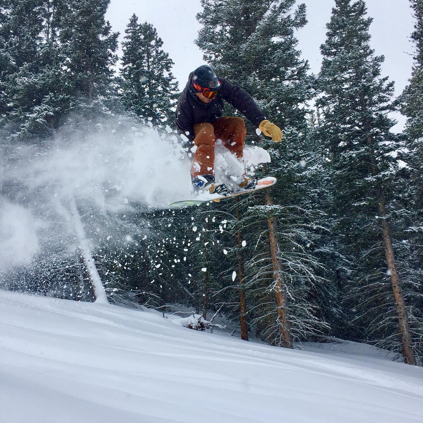 Winter snowboarding in the Bighorns