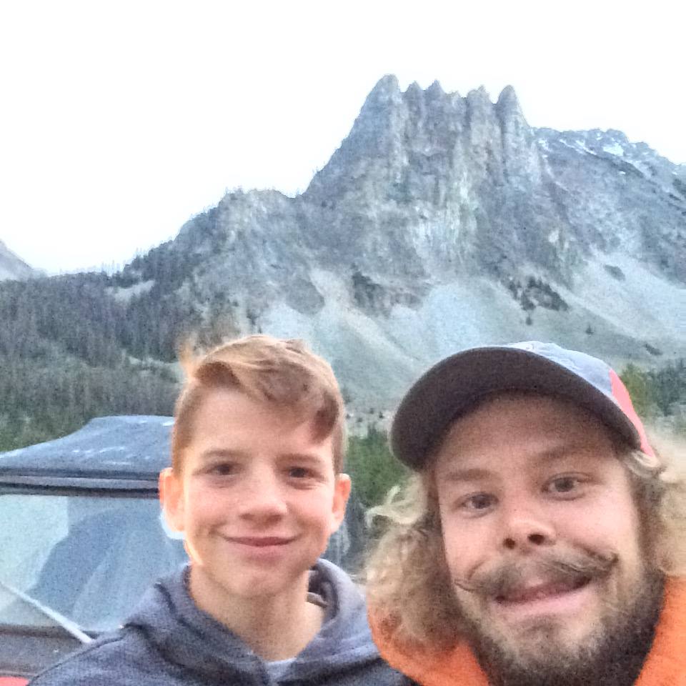 Father and son in the mountains
